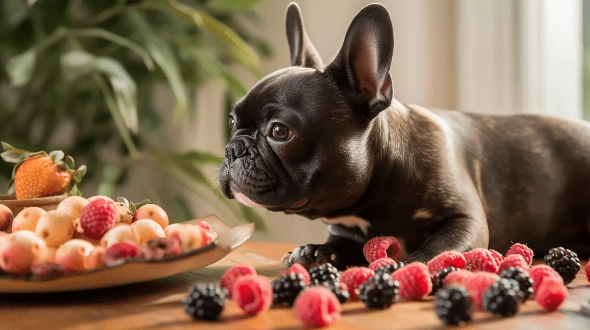 Dog eating lychee fruit